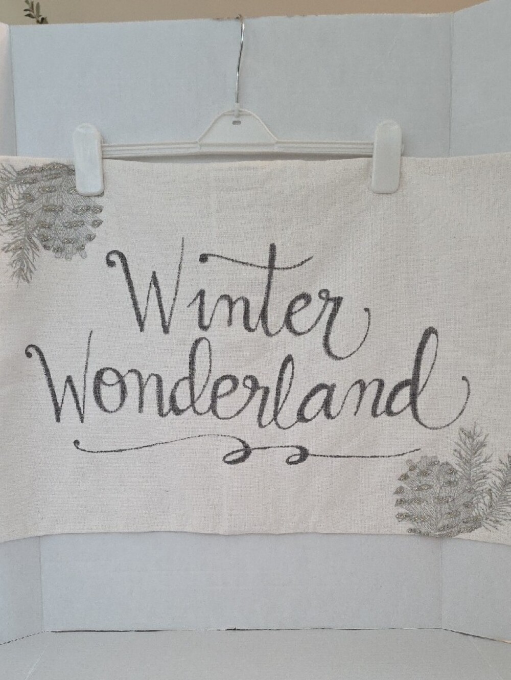 Pottery Barn NWT White Sliver Gray 'Winter Wonderland' Holiday Pillow Cover